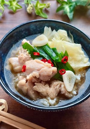 福岡県のもつ鍋風♡鶏キャベツの旨だし茶漬け-レシピのメイン写真