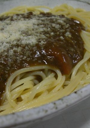 夕べの残り物カレーで・・カレースパゲティ-レシピのメイン写真