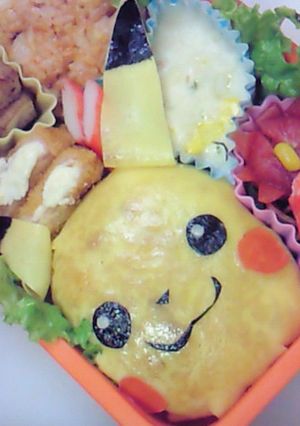 キャラ弁♪ おむらいすなピカチュウ-レシピのメイン写真