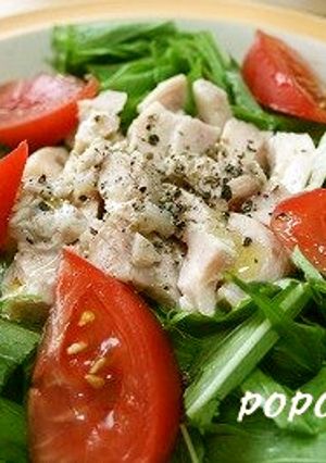 ゆで鶏と水菜のサッパリサラダ-レシピのメイン写真