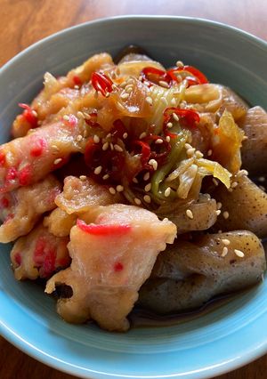 節約レシピこんにゃくとさつま揚げの甘辛煮-レシピのメイン写真