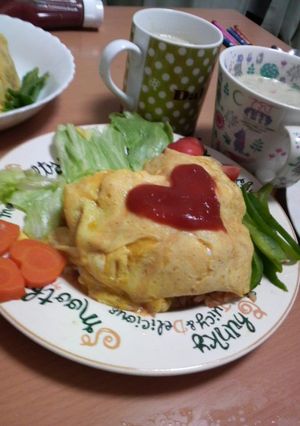 ぷりぷりハートのオムライスー♡-レシピのメイン写真