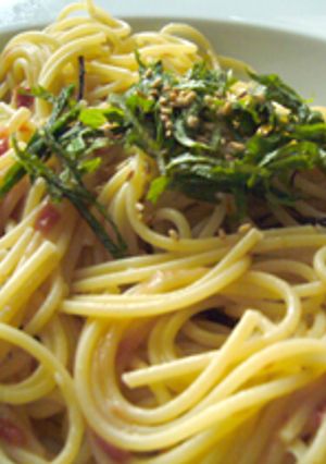 さっぱりおいしい☆梅バターの和風パスタ-レシピのメイン写真