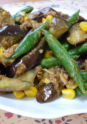 茄子とインゲンのツナカレー炒め-レシピのメイン写真
