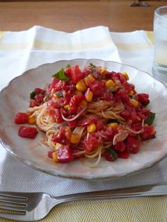 完熟トマトの冷製パスタ-レシピのメイン写真