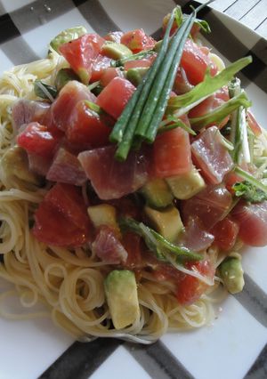 トマト・マグロ・アボガドの冷製パスタ-レシピのメイン写真
