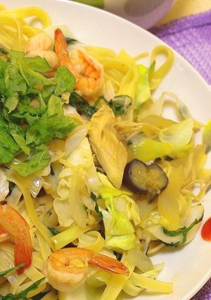 エビとキノコと色々野菜の和風パスタ☆-レシピのメイン写真