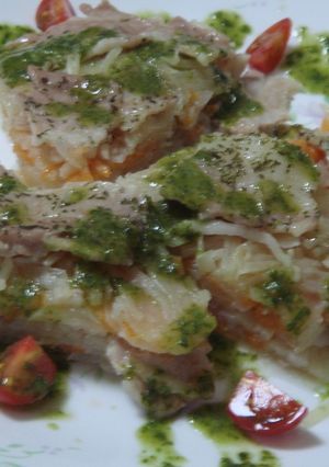 豚バラ肉と野菜のミルフィーユ♪バジル風味-レシピのメイン写真
