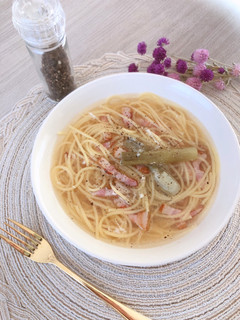 サラダチキンリメイク♡スープパスタ-レシピのメイン写真