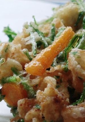 にんじんの間引き菜と貝紐のかき揚げ-レシピのメイン写真