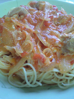 鶏肉トマトのスパゲッティー-レシピのメイン写真