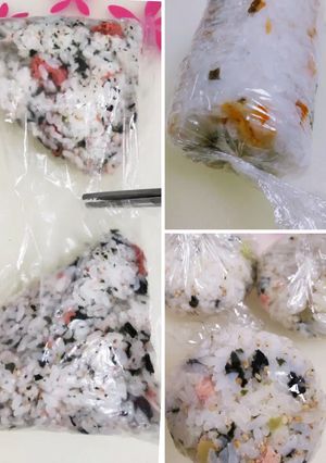 ポリ袋で楽々♪混ぜご飯、おにぎりの握り方-レシピのメイン写真