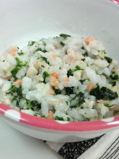 離乳食。おさかなと納豆おかゆ(ごはん)-レシピのメイン写真