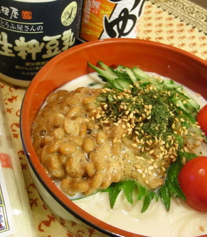 夏にぴったり!ヘルシー納豆豆乳そうめん-レシピのメイン写真