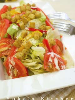 ペッパークルトンの夏野菜シーザーサラダ-レシピのメイン写真