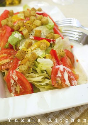 ペッパークルトンの夏野菜シーザーサラダ-レシピのメイン写真