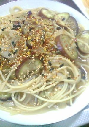 ナスと玉ねぎの和風スープパスタ♪-レシピのメイン写真