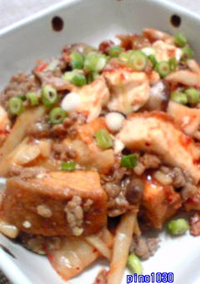 厚揚げとキノコのキムチ麻婆風-レシピのメイン写真