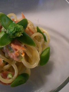 さやいんげんとサーモンのクリームパスタ-レシピのメイン写真