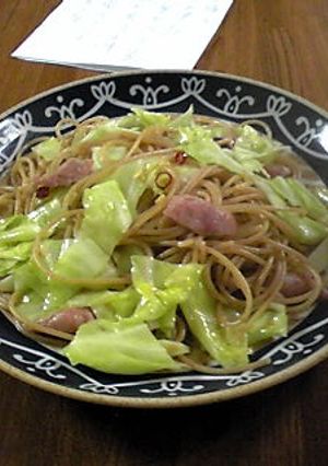 キャベツとソーセージのぴり辛パスタ-レシピのメイン写真
