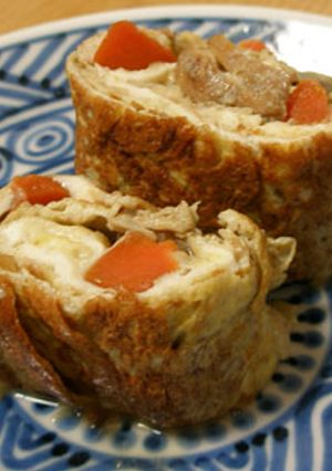 いり鶏入り卵焼き　お弁当のおかず-レシピのメイン写真