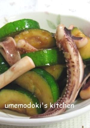 ✿ズッキーニとイカのわさび醤油炒め-レシピのメイン写真
