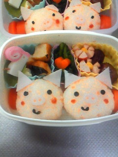 【キャラ弁っぽく】ブタさん二匹でブ~★-レシピのメイン写真