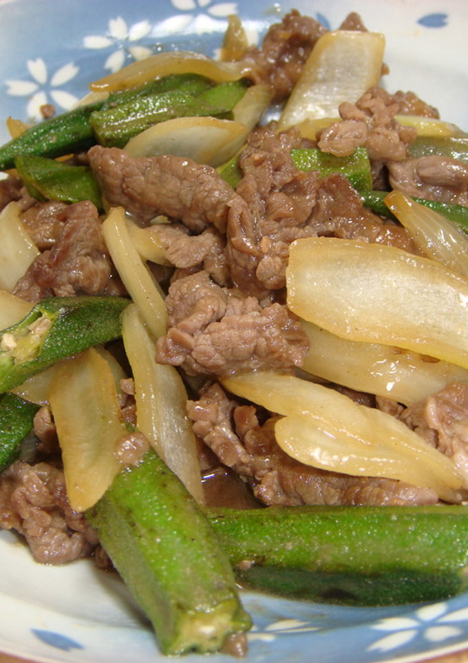 おくらと牛肉炒め　焼肉弁当の味付け-レシピのメイン写真