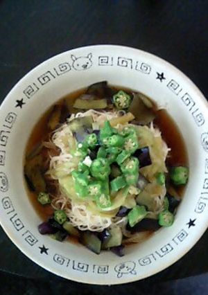 ツルツル♪ナスとオクラのそうめん-レシピのメイン写真