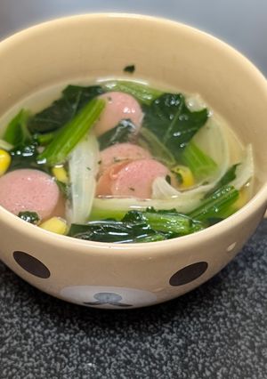 業スー冷凍野菜で簡単！レンチンスープ〜🥣-レシピのメイン写真