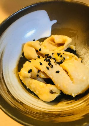 小鉢レシピ●鶏皮の長ーい味噌炒め-レシピのメイン写真
