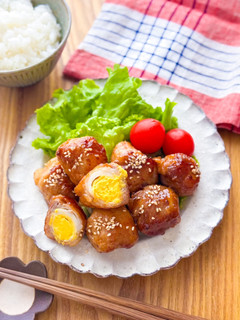 味付けは焼肉のタレで◎うずらの卵の肉巻き-レシピのメイン写真