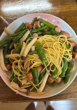 しめじとアスパラの和風大盛りパスタ-レシピのメイン写真