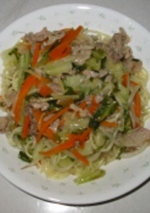 簡単！お肉＆お野菜たっぷり白ダシ焼きそば-レシピのメイン写真