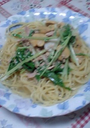 水菜とツナのスープスパゲティ-レシピのメイン写真