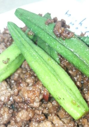 ｵｸﾗと挽肉のﾋﾟﾘ辛味噌炒め-レシピのメイン写真