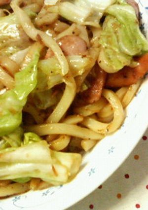 ウィンナーとキャベツ✿特急❀焼きうどん✿-レシピのメイン写真
