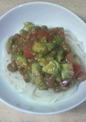 ☆トマト・アボガド・納豆の素麺☆-レシピのメイン写真