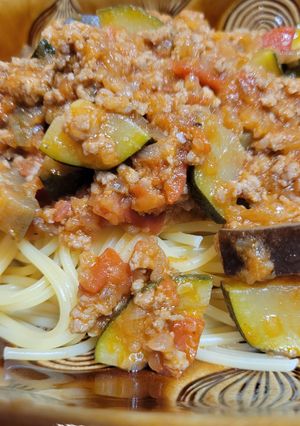 夏野菜ミートソースパスタ-レシピのメイン写真