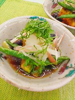 めんつゆ夏野菜の揚げびたし♪香味添え♬-レシピのメイン写真