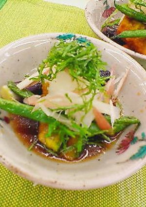 めんつゆ夏野菜の揚げびたし♪香味添え♬-レシピのメイン写真