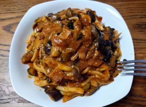 ナスとベーコンとしめじのトマトパスタ-レシピのメイン写真