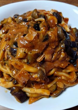 ナスとベーコンとしめじのトマトパスタ-レシピのメイン写真