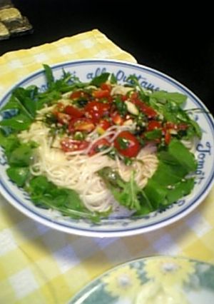 バジルとミニトマトと大葉の冷製パスタ-レシピのメイン写真