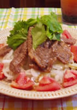 焼肉と白い野菜のサラダ-レシピのメイン写真