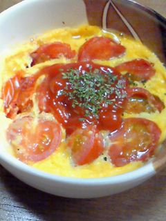 レンジで卵とトマト☆簡単ヘルシーオムレツ-レシピのメイン写真