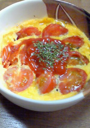 レンジで卵とトマト☆簡単ヘルシーオムレツ-レシピのメイン写真