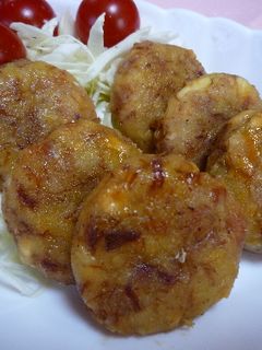 焼き鳥のじゃがいも麩ハンバーグ-レシピのメイン写真