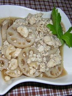 れんこんの鶏挽肉炒め煮-レシピのメイン写真