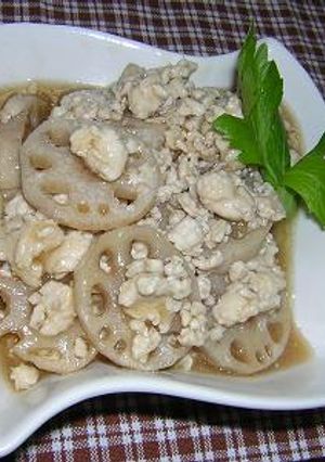 れんこんの鶏挽肉炒め煮-レシピのメイン写真